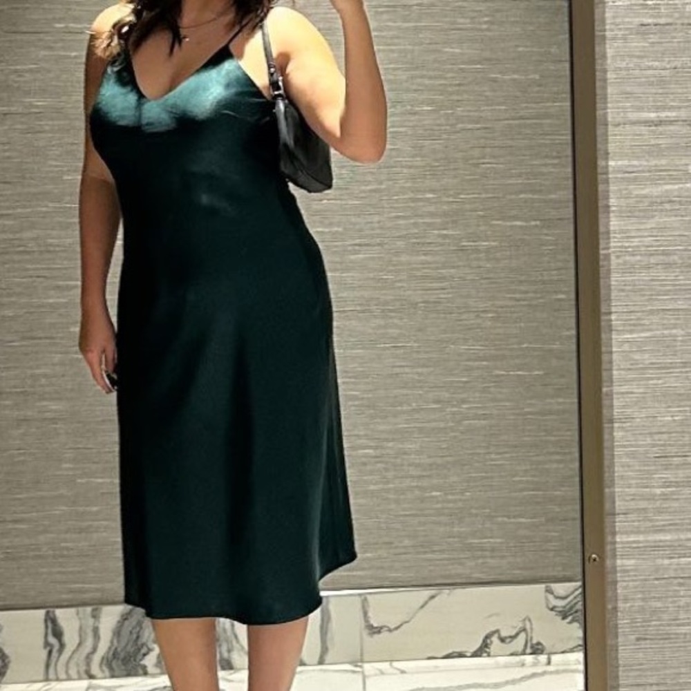 The Latest Scoop Teal Satin Dress - Picture 4 of 4